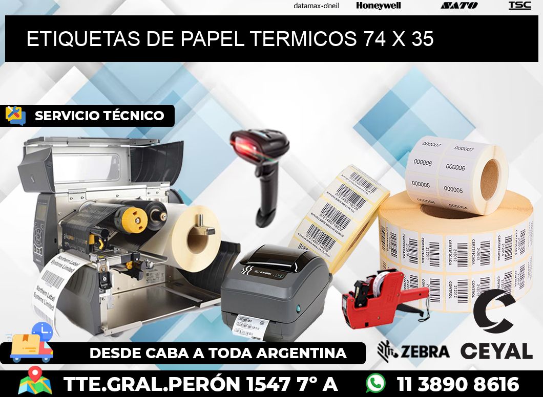 ETIQUETAS DE PAPEL TERMICOS 74 x 35
