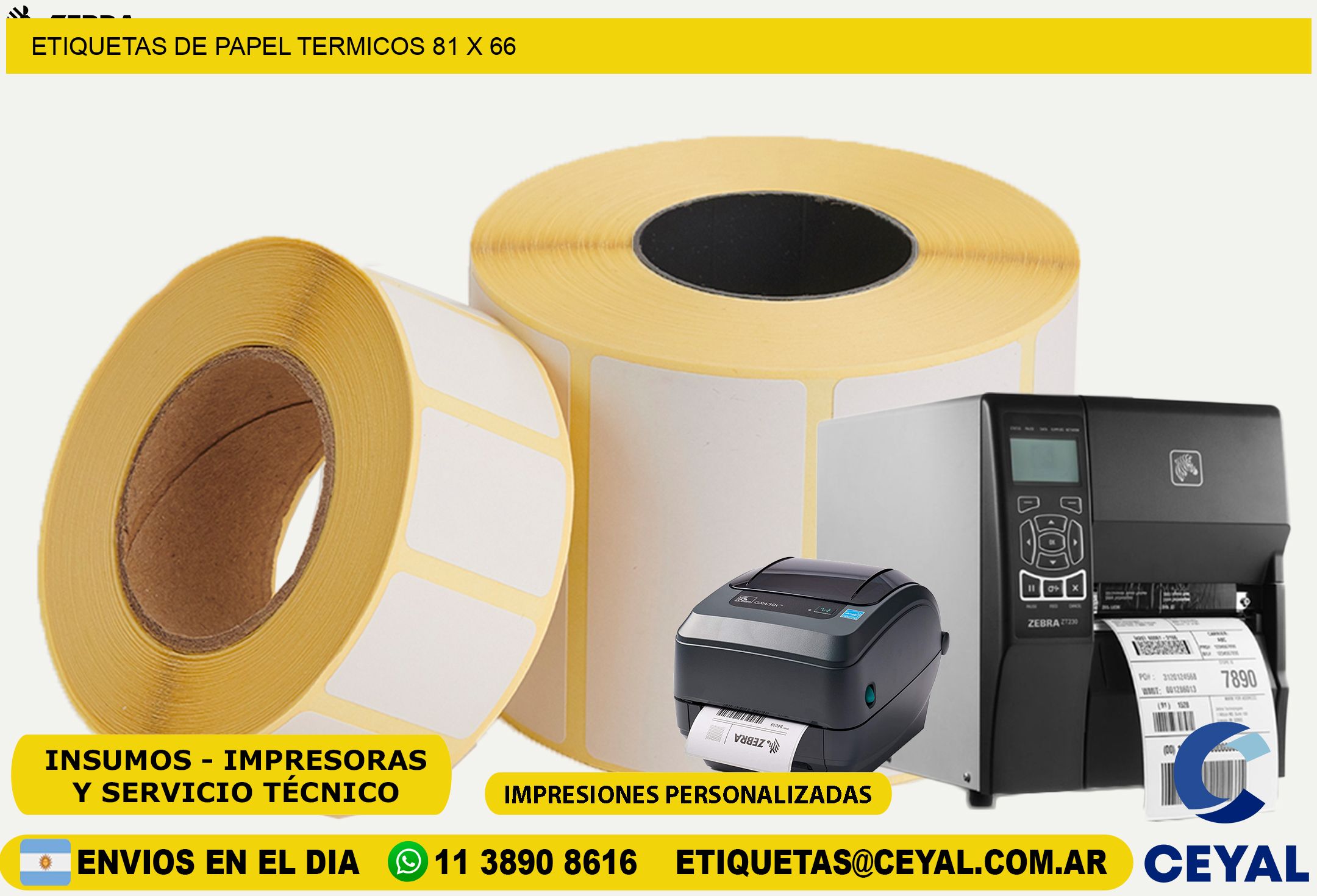 ETIQUETAS DE PAPEL TERMICOS 81 x 66