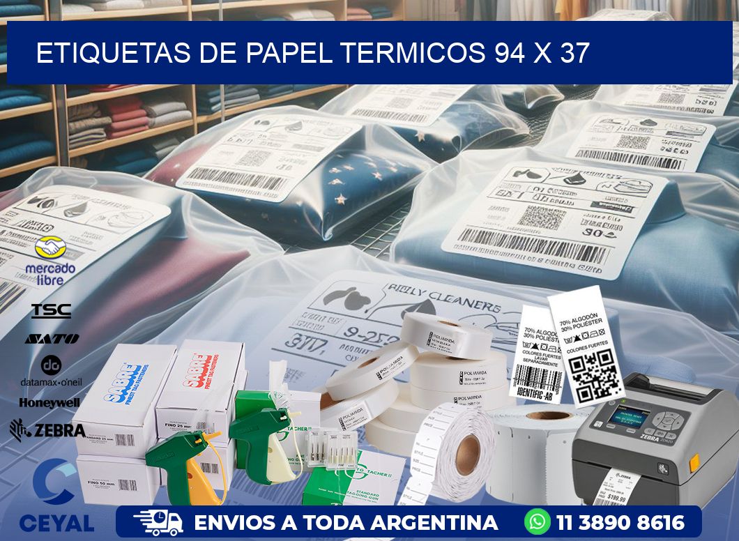 ETIQUETAS DE PAPEL TERMICOS 94 x 37