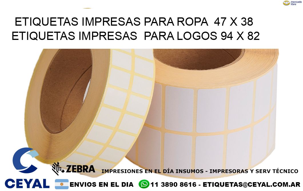 ETIQUETAS IMPRESAS PARA ROPA  47 x 38 ETIQUETAS IMPRESAS  PARA LOGOS 94 x 82