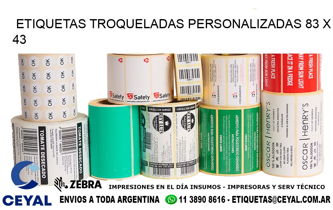 ETIQUETAS TROQUELADAS PERSONALIZADAS 83 x 43