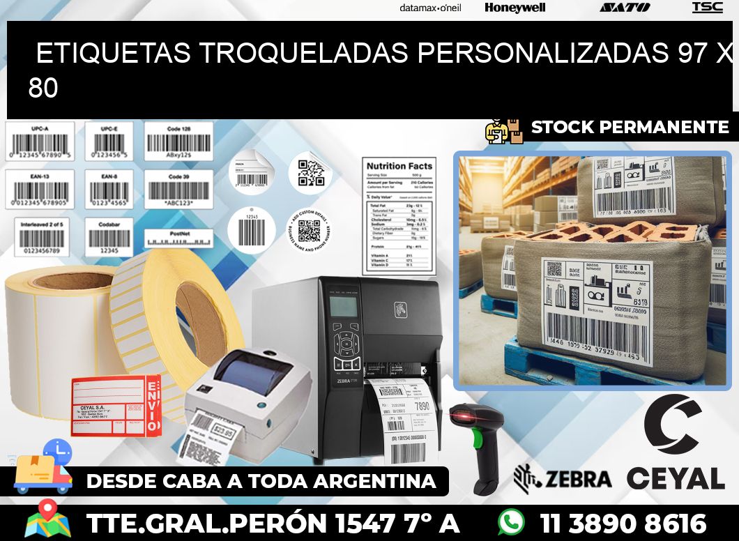 ETIQUETAS TROQUELADAS PERSONALIZADAS 97 x 80
