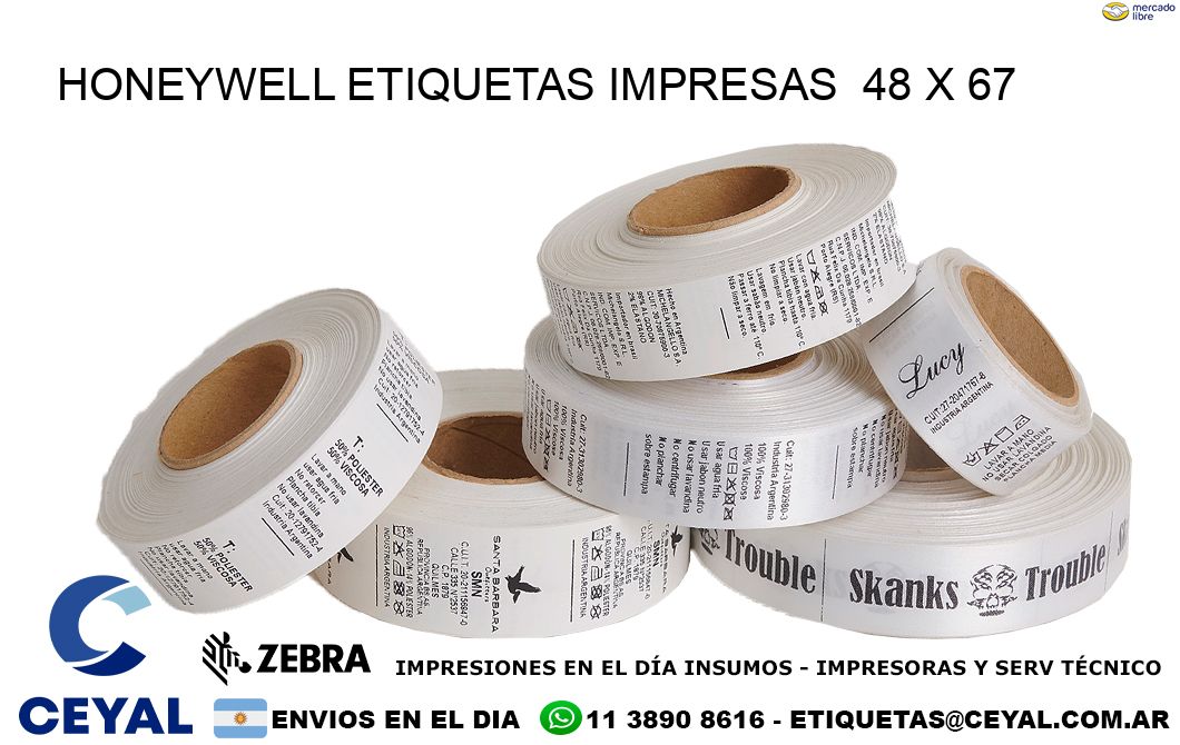 HONEYWELL ETIQUETAS IMPRESAS  48 x 67