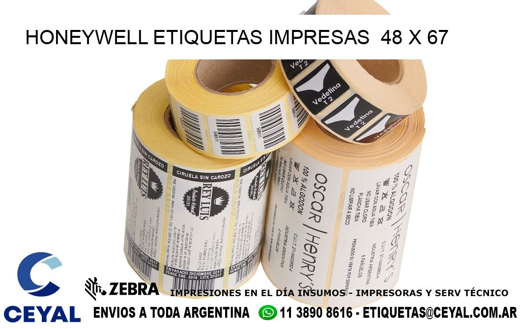 HONEYWELL ETIQUETAS IMPRESAS  48 x 67