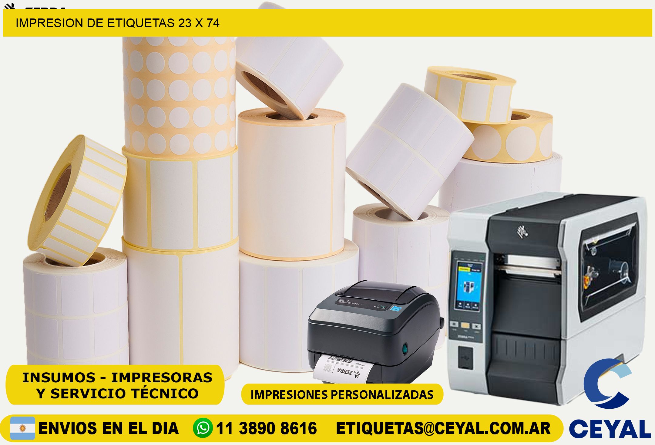 IMPRESION DE ETIQUETAS 23 x 74