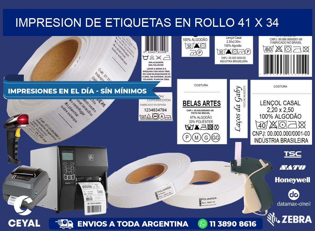 IMPRESION DE ETIQUETAS EN ROLLO 41 x 34