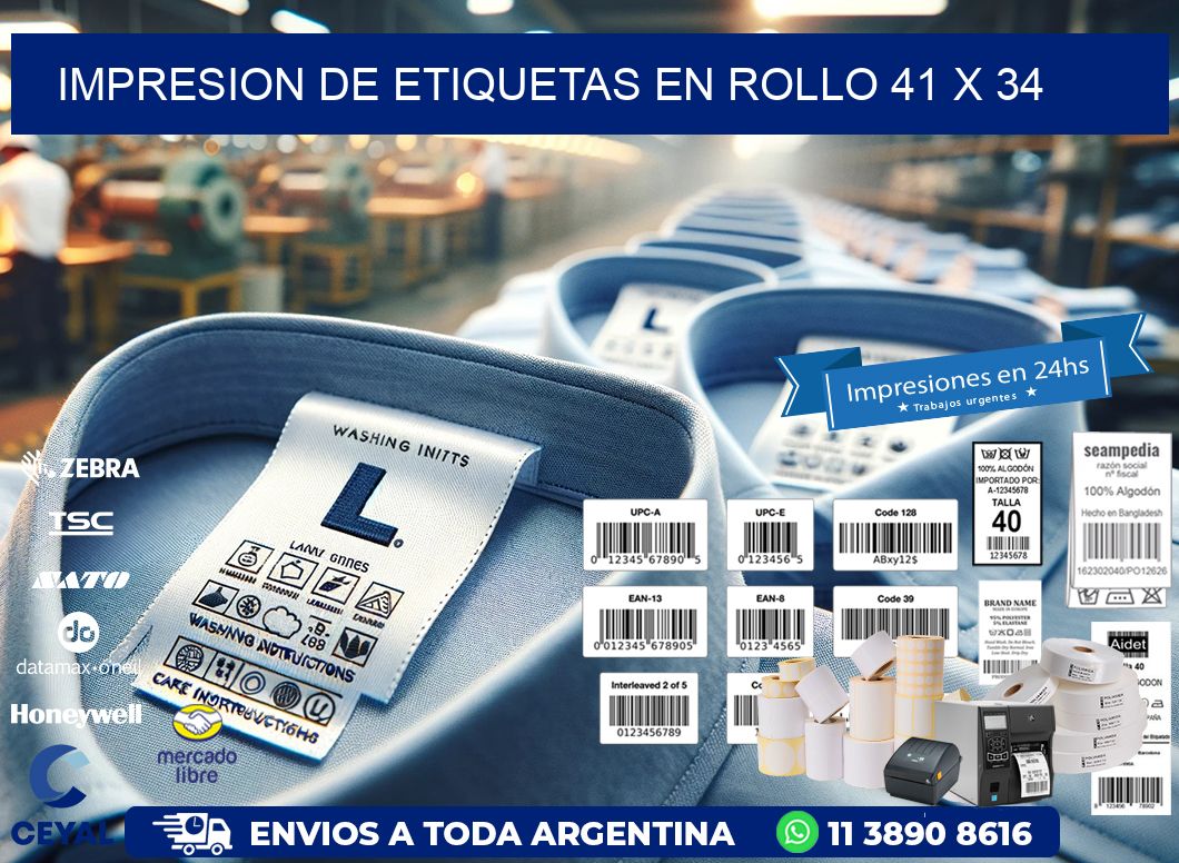 IMPRESION DE ETIQUETAS EN ROLLO 41 x 34