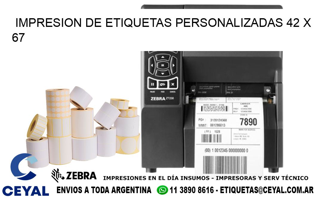 IMPRESION DE ETIQUETAS PERSONALIZADAS 42 x 67