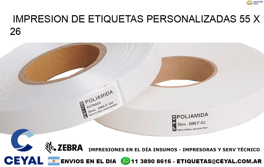 IMPRESION DE ETIQUETAS PERSONALIZADAS 55 x 26