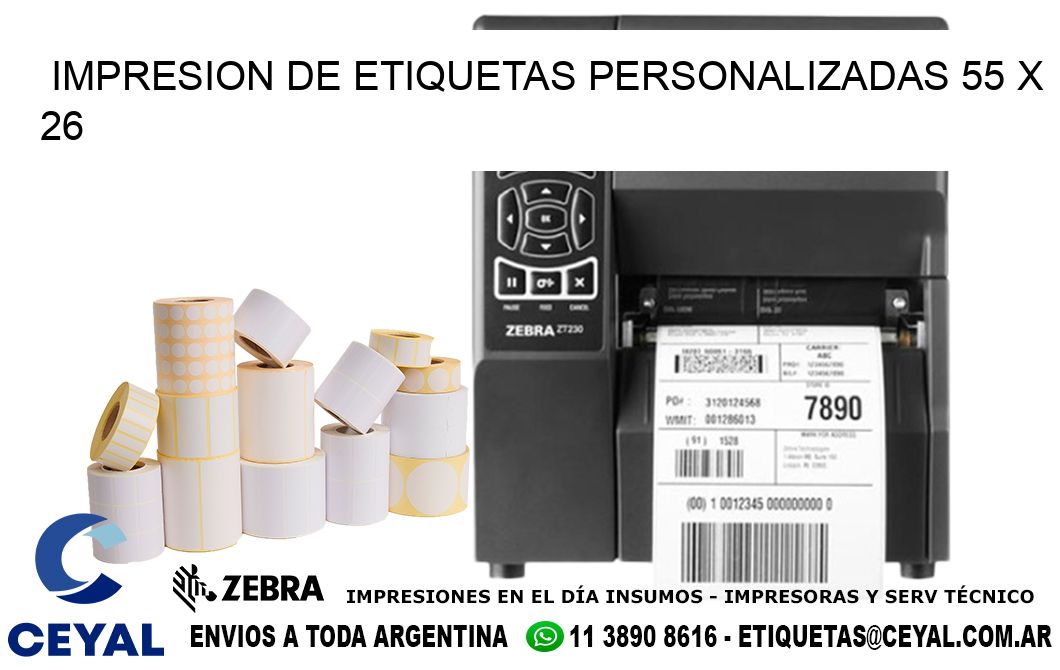 IMPRESION DE ETIQUETAS PERSONALIZADAS 55 x 26