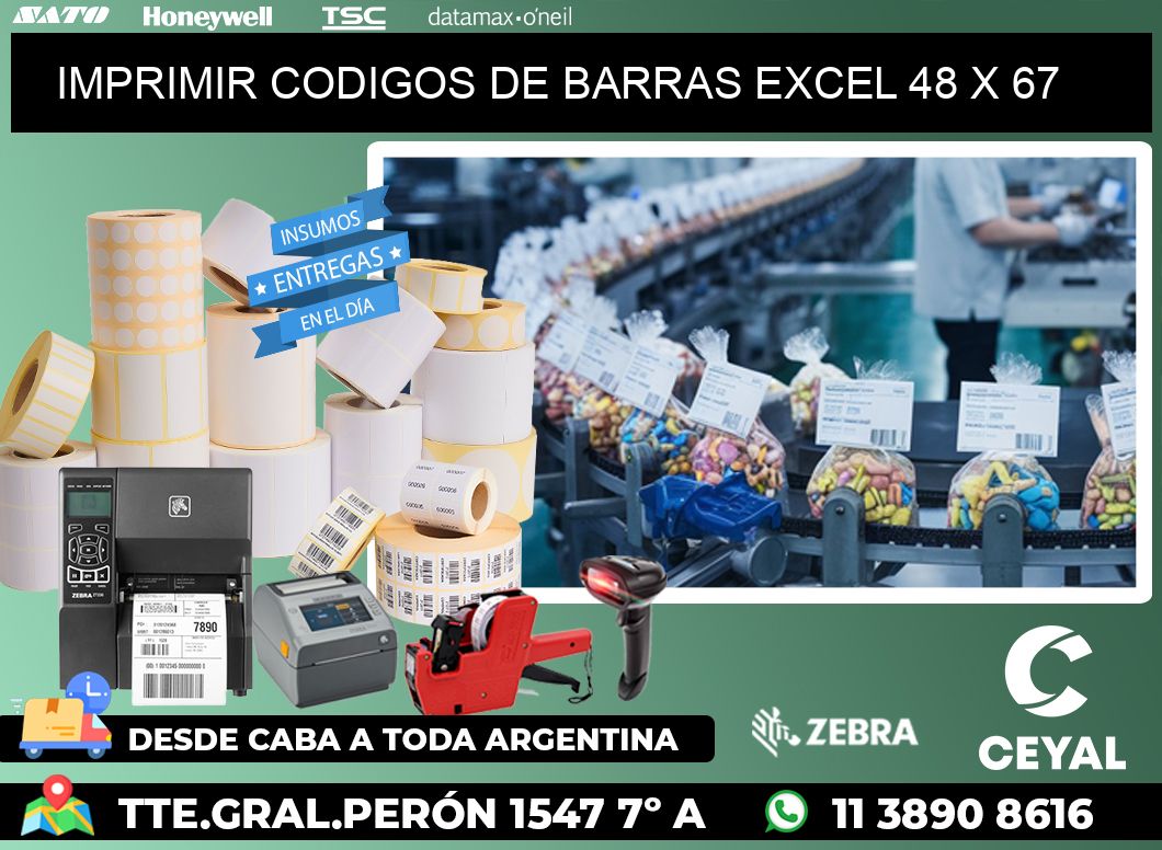 IMPRIMIR CODIGOS DE BARRAS EXCEL 48 x 67