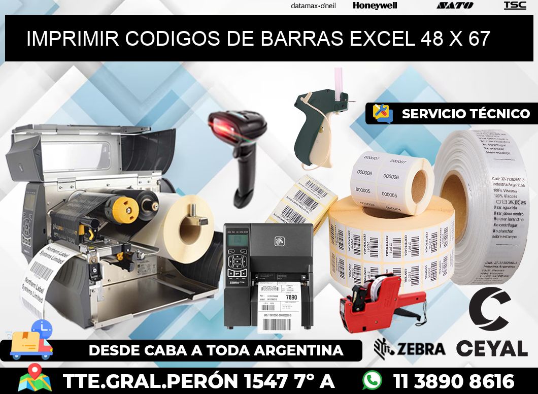 IMPRIMIR CODIGOS DE BARRAS EXCEL 48 x 67