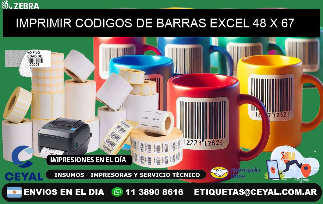 IMPRIMIR CODIGOS DE BARRAS EXCEL 48 x 67