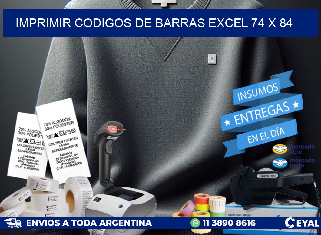 IMPRIMIR CODIGOS DE BARRAS EXCEL 74 x 84