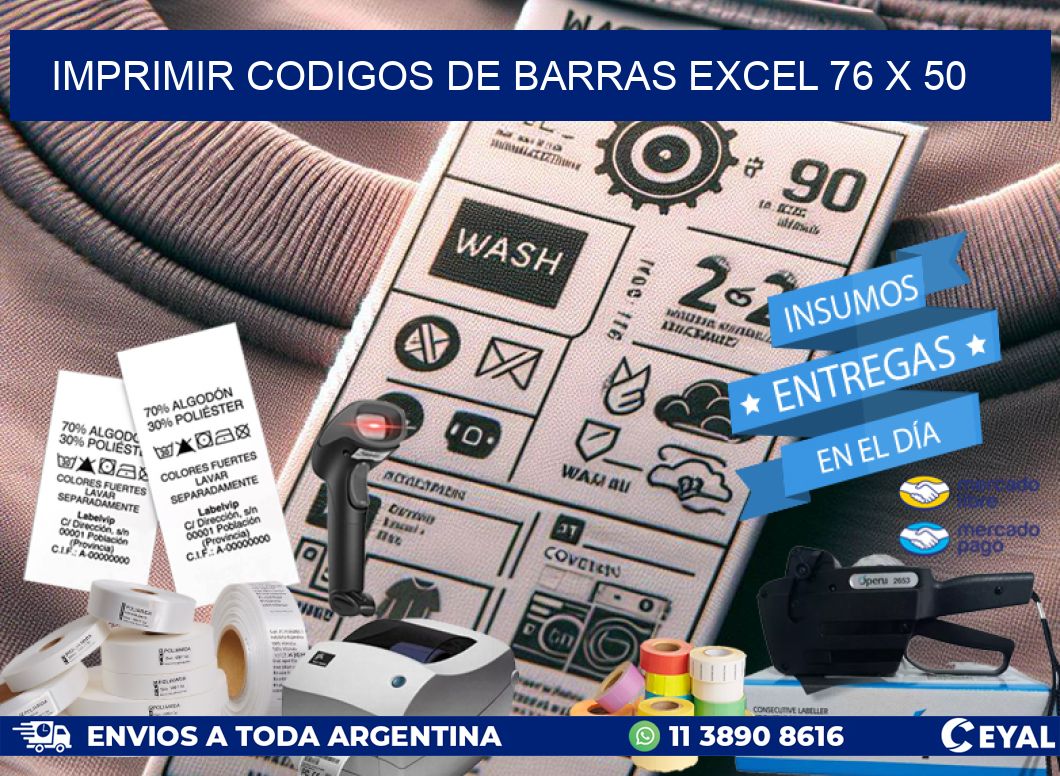 IMPRIMIR CODIGOS DE BARRAS EXCEL 76 x 50