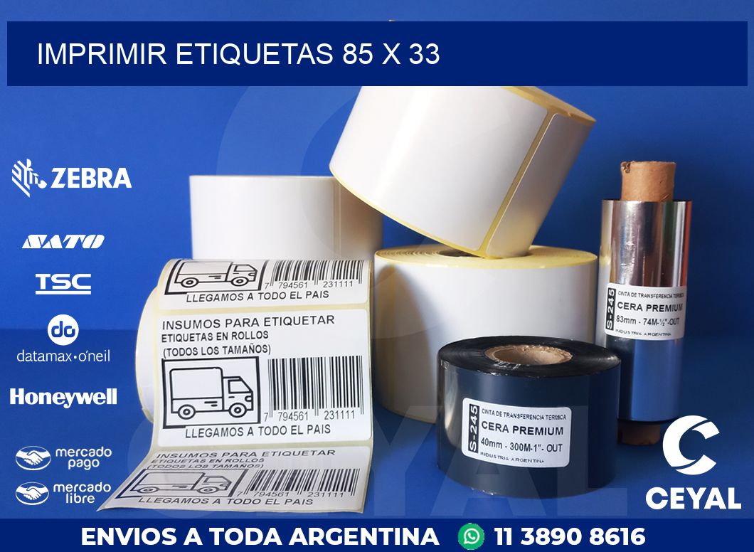 IMPRIMIR ETIQUETAS 85 x 33