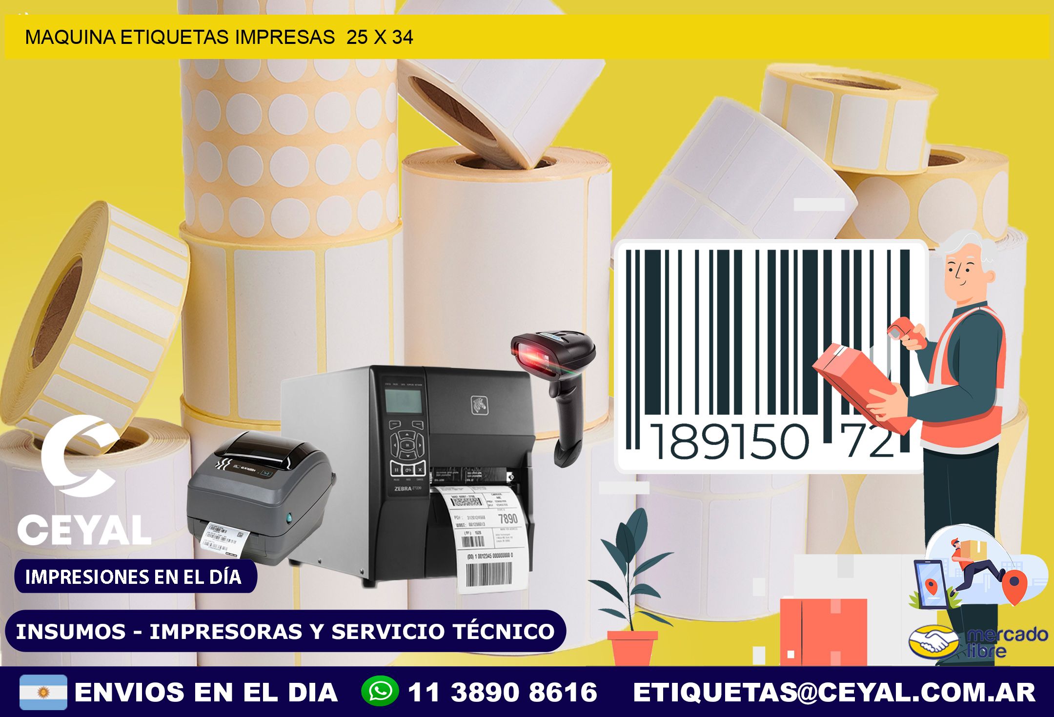 MAQUINA ETIQUETAS IMPRESAS  25 x 34
