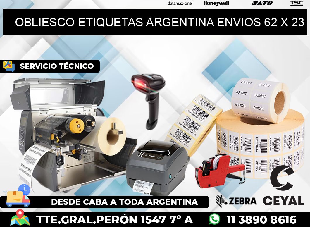 OBLIESCO ETIQUETAS ARGENTINA ENVIOS 62 x 23