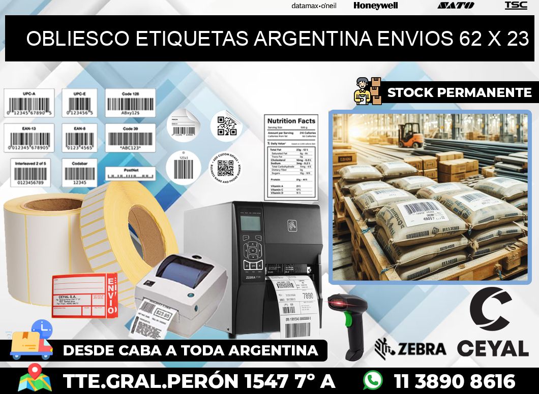 OBLIESCO ETIQUETAS ARGENTINA ENVIOS 62 x 23