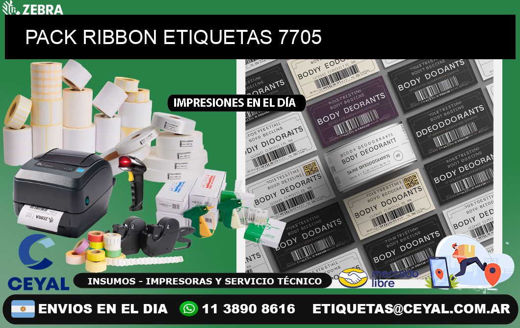 PACK RIBBON ETIQUETAS 7705