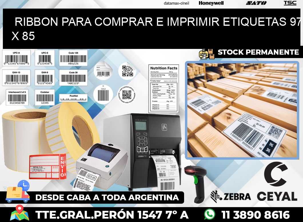 RIBBON PARA COMPRAR E IMPRIMIR ETIQUETAS 97 x 85