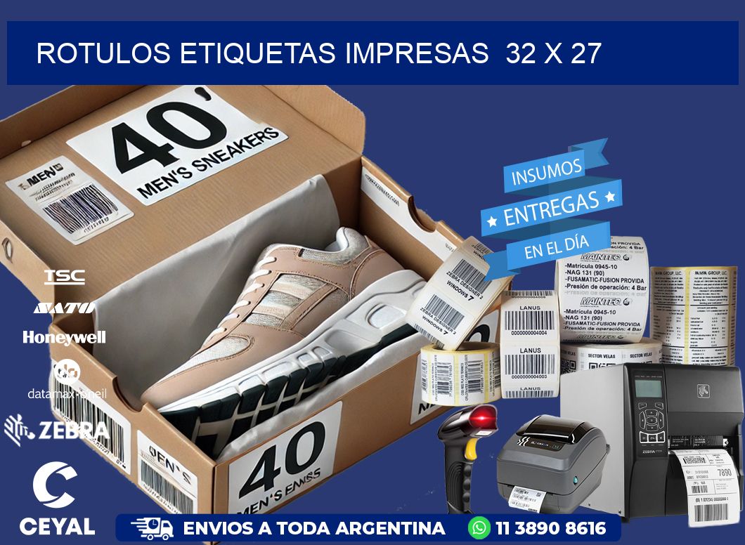 ROTULOS ETIQUETAS IMPRESAS  32 x 27