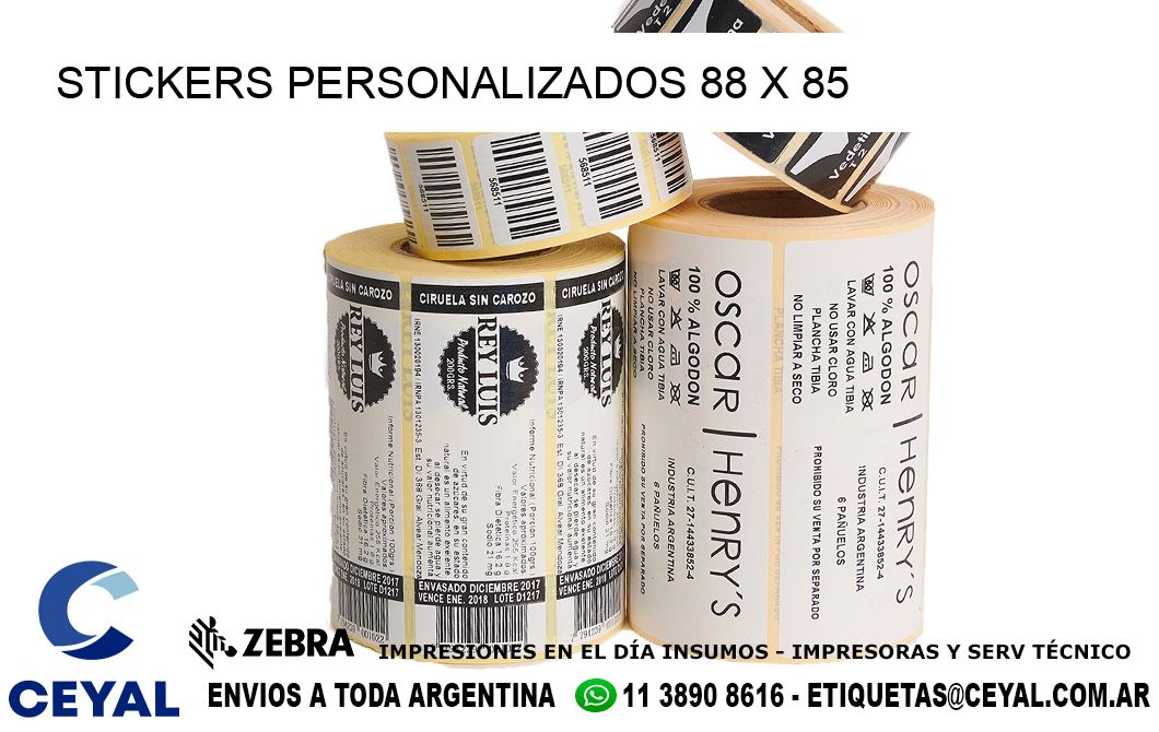 STICKERS PERSONALIZADOS 88 x 85