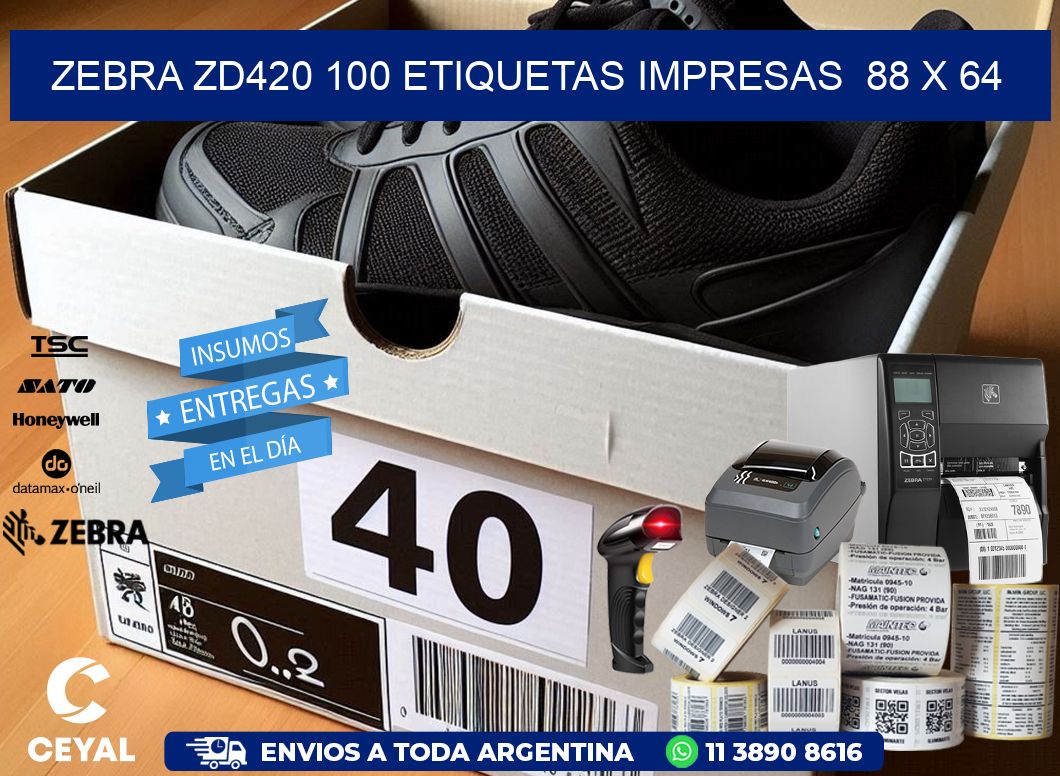ZEBRA ZD420 100 ETIQUETAS IMPRESAS  88 x 64