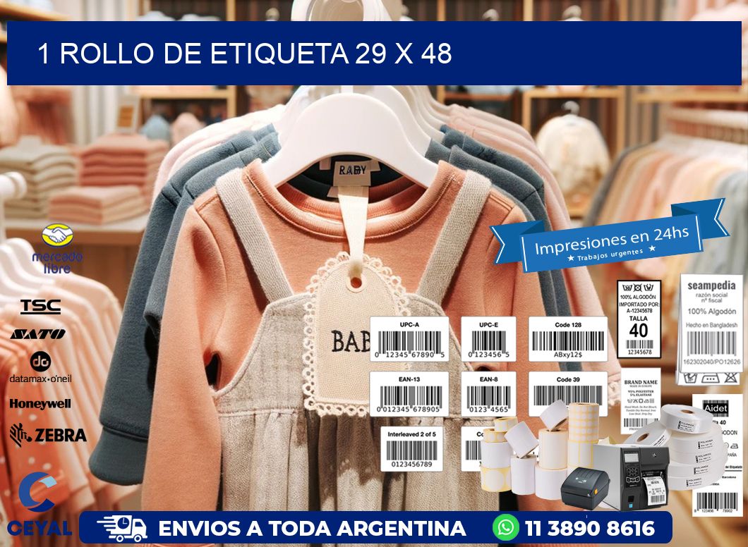 1 ROLLO DE ETIQUETA 29 x 48