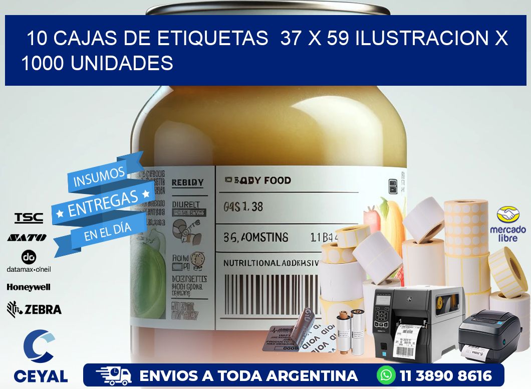 10 CAJAS DE ETIQUETAS  37 x 59 ILUSTRACION X 1000 UNIDADES