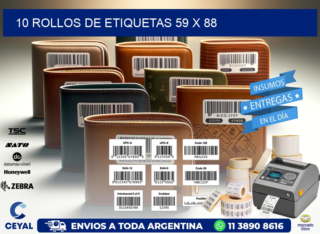 10 ROLLOS DE ETIQUETAS 59 x 88