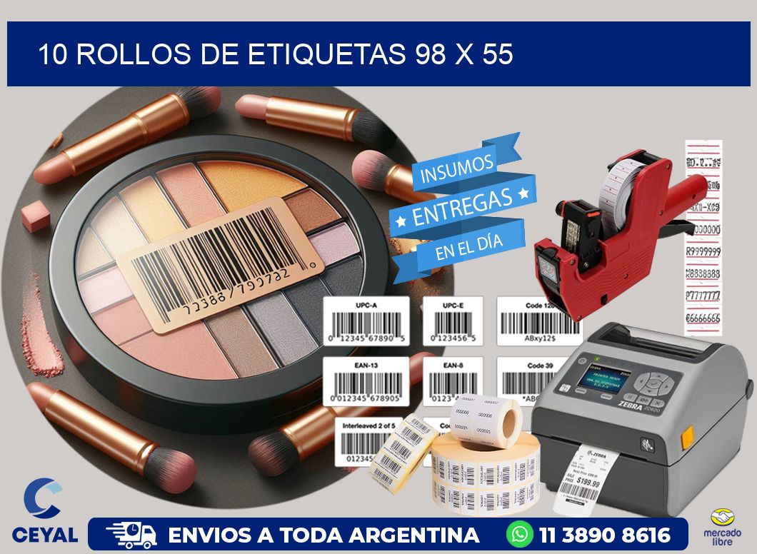 10 ROLLOS DE ETIQUETAS 98 x 55