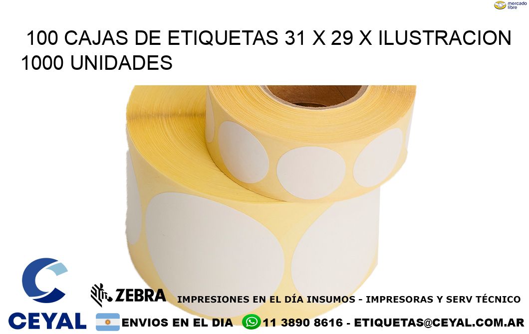 100 CAJAS DE ETIQUETAS 31 x 29 X ILUSTRACION 1000 UNIDADES