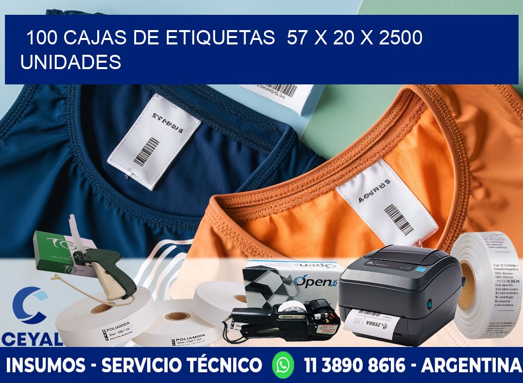 100 CAJAS DE ETIQUETAS  57 x 20 X 2500 UNIDADES