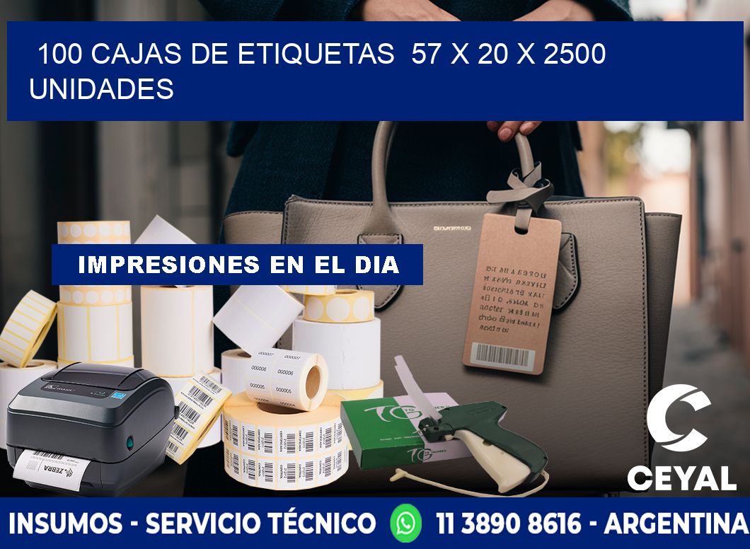 100 CAJAS DE ETIQUETAS  57 x 20 X 2500 UNIDADES