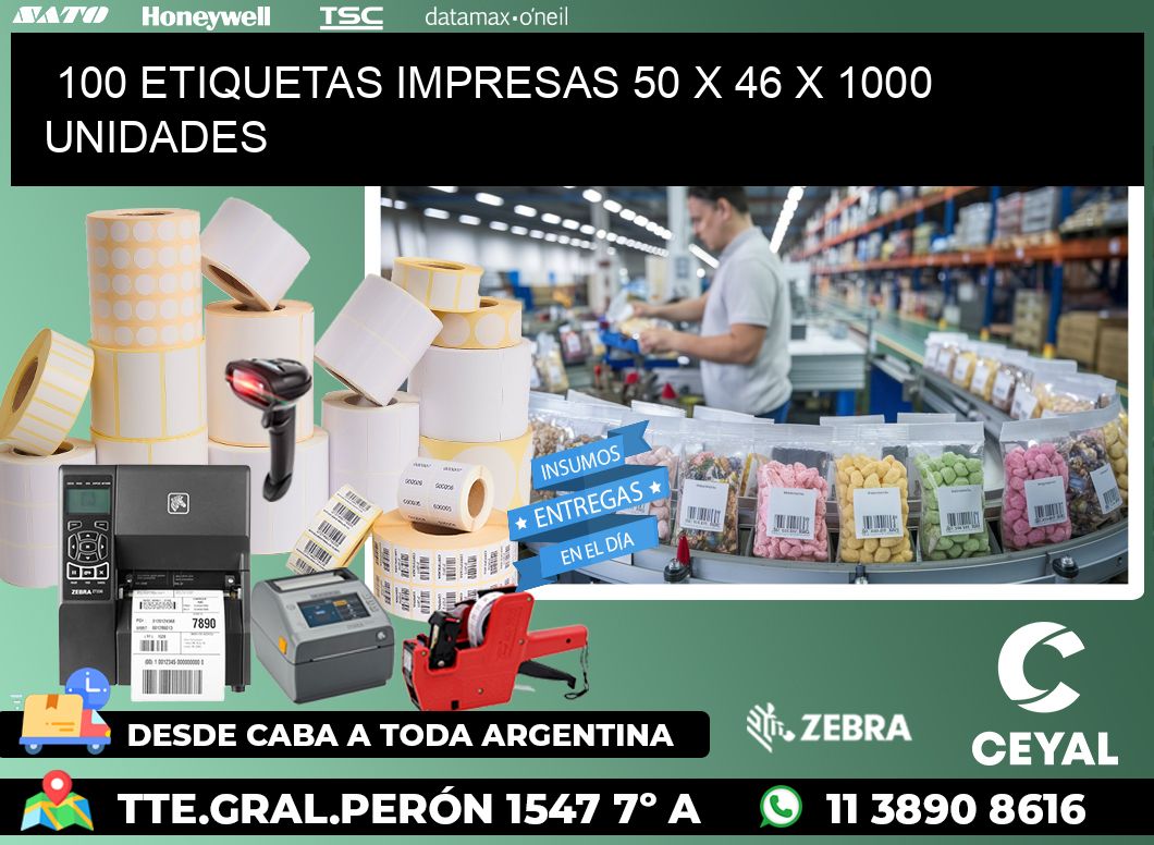 100 ETIQUETAS IMPRESAS 50 x 46 X 1000 UNIDADES