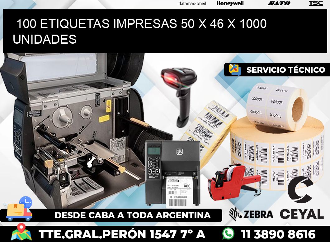 100 ETIQUETAS IMPRESAS 50 x 46 X 1000 UNIDADES