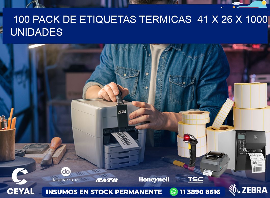 100 PACK DE ETIQUETAS TERMICAS  41 x 26 X 1000 UNIDADES