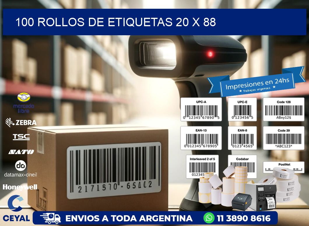 100 ROLLOS DE ETIQUETAS 20 x 88