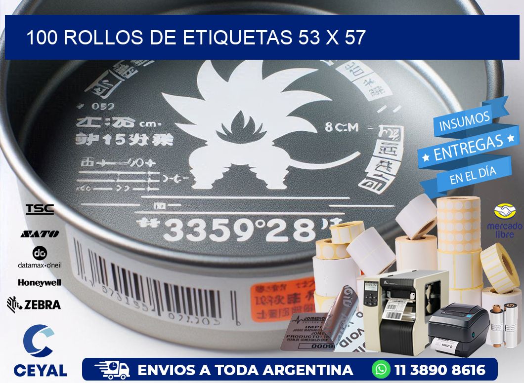 100 ROLLOS DE ETIQUETAS 53 x 57