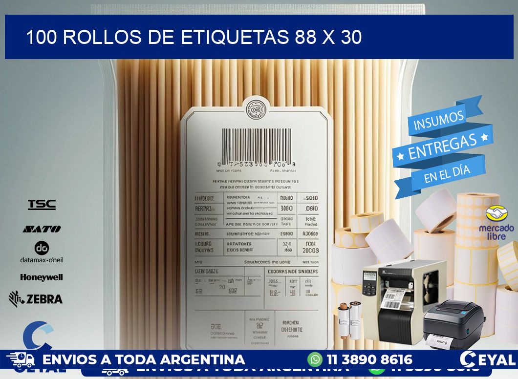 100 ROLLOS DE ETIQUETAS 88 x 30