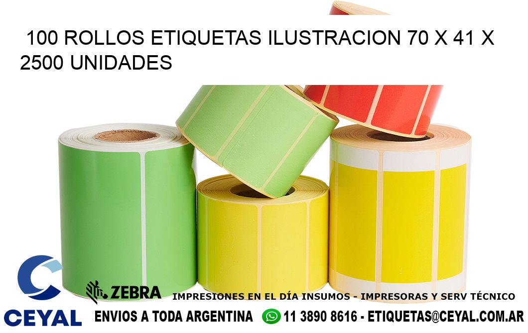 100 ROLLOS ETIQUETAS ILUSTRACION 70 x 41 X 2500 UNIDADES