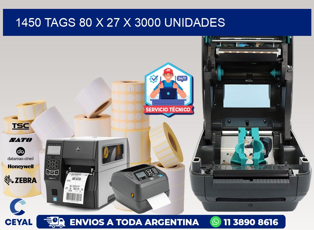 1450 TAGS 80 x 27 X 3000 UNIDADES