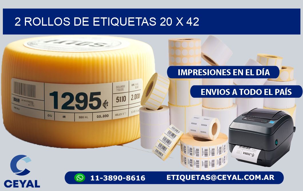 2 ROLLOS DE ETIQUETAS 20 x 42