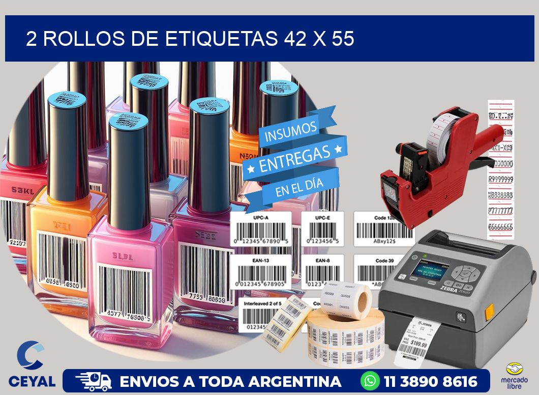 2 ROLLOS DE ETIQUETAS 42 x 55