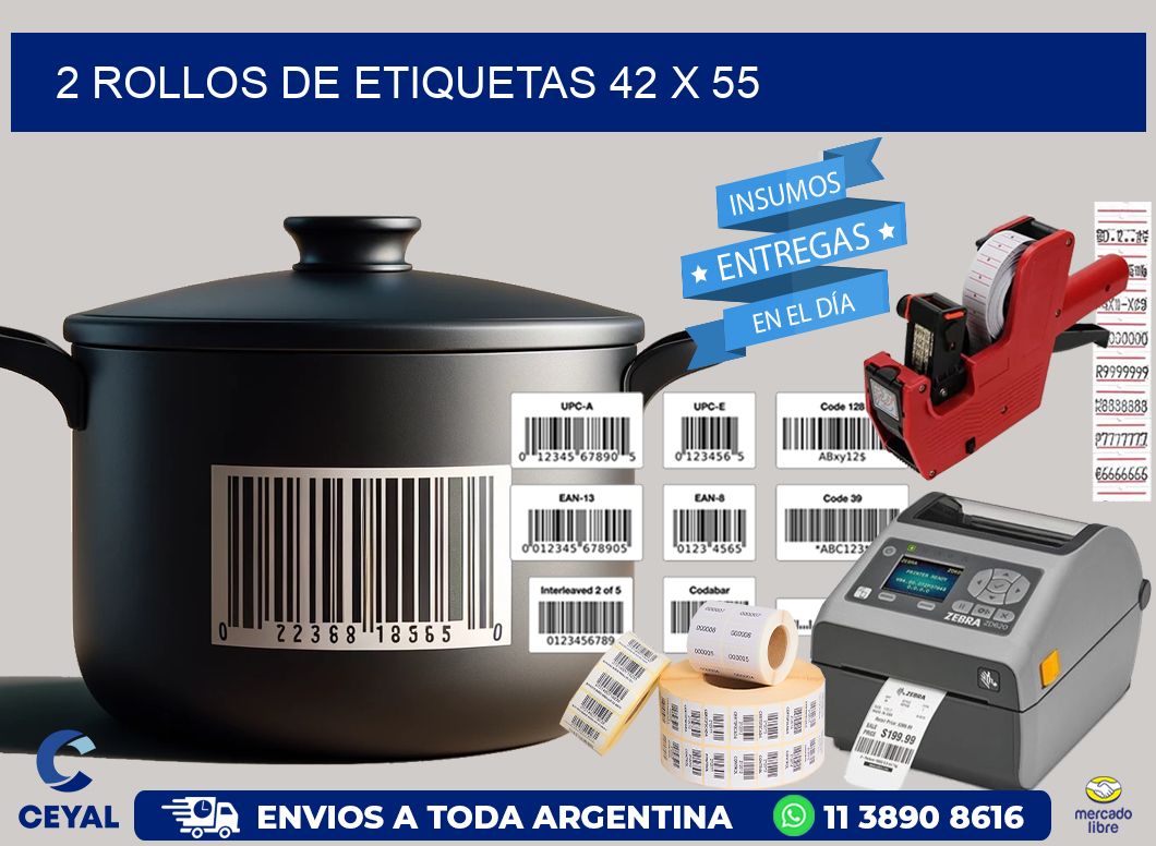 2 ROLLOS DE ETIQUETAS 42 x 55