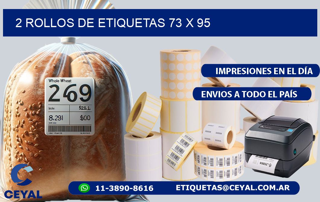 2 ROLLOS DE ETIQUETAS 73 x 95