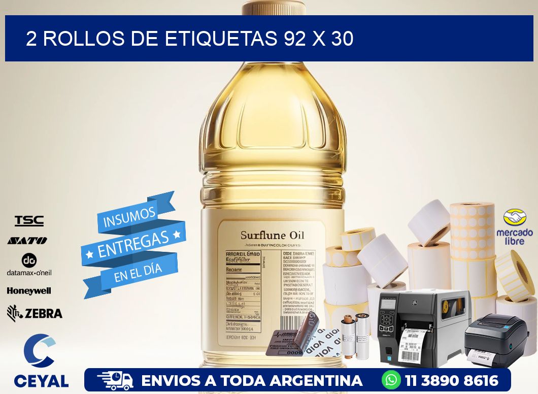 2 ROLLOS DE ETIQUETAS 92 x 30