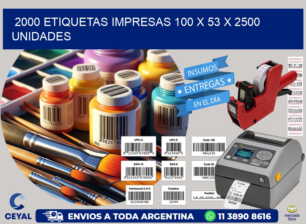 2000 ETIQUETAS IMPRESAS 100 x 53 X 2500 UNIDADES