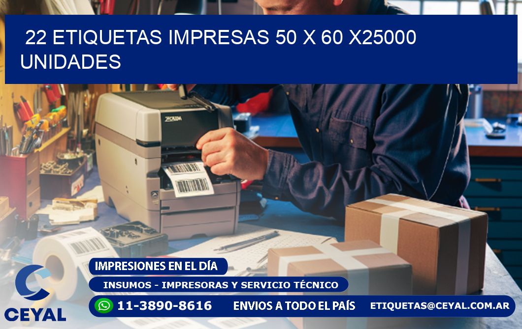 22 ETIQUETAS IMPRESAS 50 x 60 X25000 UNIDADES